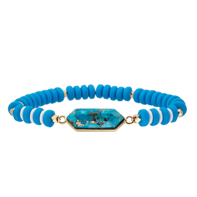 4 Farbkundenspezifische handgemachte Perlen-Armbänder mit regelmäßigem Hexagon-Anhänger
