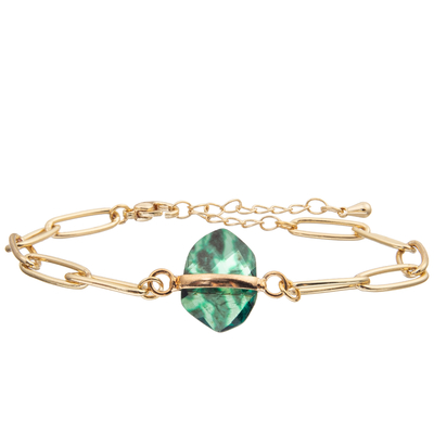 Das Papierklammer-Kettenglied-Armband-Armband, das mit Gold eingestellt wurde, überzog facettierten Türkis