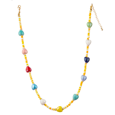 Perlenbesetzte vergoldete Mehrfarbenhalskette des Kettenglied-14K mit Schmetterling/Blume/Herzen/Shell-/Stern-Anhänger