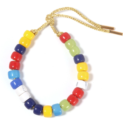 Mode-gelbe Glas-bördelt helle Regenbogen-Farbstärke Armband in Shinny Goldnylonstrang