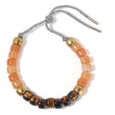 Brown Tiger Eyes Stone mit Perlen-Stärken-Perlen-Armband des Gold14k in der metallischen Art