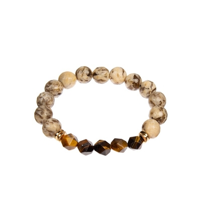 Handgemachtes elastisches perlenbesetztes Steinarmband, natürlicher UnisexTiger Eye Bracelet