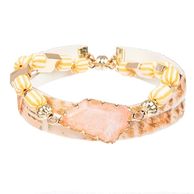 Ethnische Verpackungs-echtes handgemachtes Lederarmband-Glas Crystal Beads
