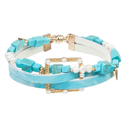 Türkis bördelte magnetische Lederarmband-multi Stapel Soem-Service