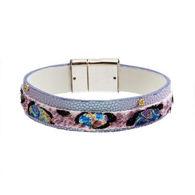 mulitcolor Tierdruck handgemachtes Lederarmband, 18.5cm Boho schicke Armbänder