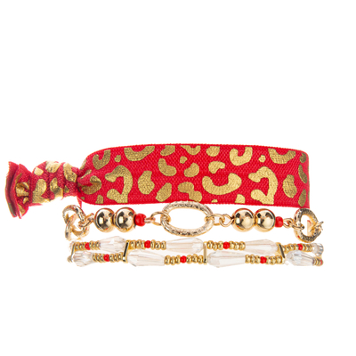 7,25 Zoll perlenbesetzte Ausdehnungs-Armband stellt Rot- und Goldfarbmischungsmaterial ein
