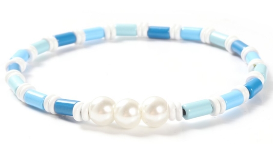 6mm Shell Pearl And Bead Bracelet böhmisches strechy mit veränderbarer Länge Art 18.5cm