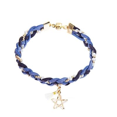 Veloursleder-Borten-magnetisches Perlen-Armband-Marine-Blau 7,25 Zoll für Erwachsenen