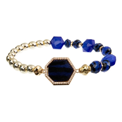 Perlen-Armbandmarineblauleopard ODM 15g verunreinigte lederner nicht