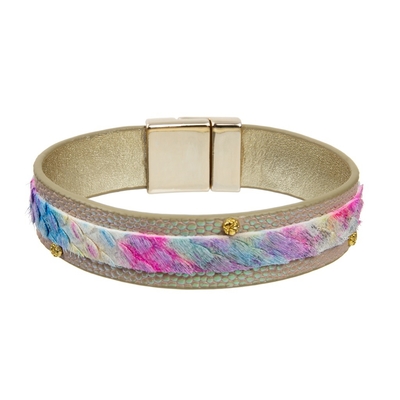 Boho-Muster-Rosshaar-handgemachte Lederarmbänder 2 Schicht-Frühling Clash Magnets