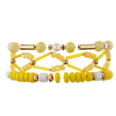 Geometrisches goldenes Metallrohr-Handhandwerk bördelt Armband gelben Crystal Set