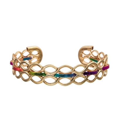 Inspirierend Regenbogen-Lederarmband mit verdrehtes Art-Metalloffener Stulpe