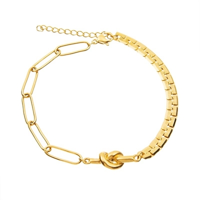 Gold 14K überzog Knoten-Charme-Manschetten-justierbares Armkettchen für Mädchen