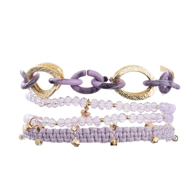 Lavendel-stapelbare handgemachte Webart bördelt Armband-Satz für Valentinstag