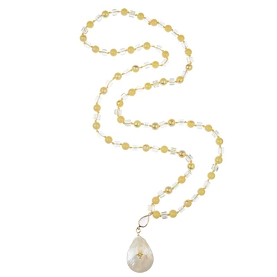Transparentes Quadrat-gelbe Runde bördelt multi Farbhalskette mit Shell Charm