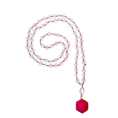 Bördelte hängendes rundes mystisches Meerjungfrau-Glas Rosa Druzy Halskette 8mm für Frauen-Mädchen