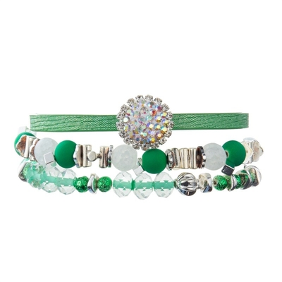 Partei-Grün-ledernes handgemachtes Armband eingestellt mit unbedeutendem Zircon-Felsen-Ball