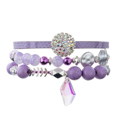 Mehrschichtige purpurrote Farbe des handgemachten Lederarmbandes der Frauen mit Magnet-Verschluss