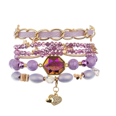 Hippie-Surfer-Festival-flocht handgemachter Schmuck-Satz Boho romantische purpurrote Farbe