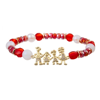 Rotes handgemachtes Perlen-Armband stellte stapelbare Familien-kundenspezifisches Namen-Armband ein