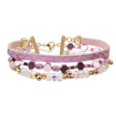 Boho-Art-glänzende rosa multi Schicht-stapelbares Armband stellte 6,5&quot; für Frauen ein