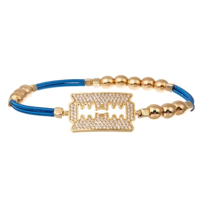 Goldzircon-Blatt bezaubern elastisches handgemachtes Armband mit Gitarren-Schnur-Metallperlen