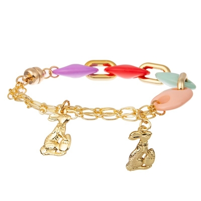 Goldkaninchen bezaubern stapelbares perlenbesetztes elastisches Armband Ostern für Frau