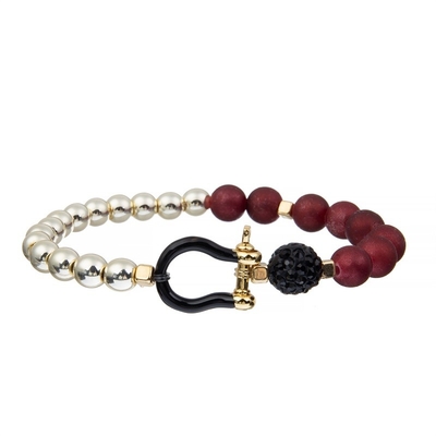 Tiefroter Samen bördelte Armband-das dehnbares Nylonfaden-Unisexc$stapeln