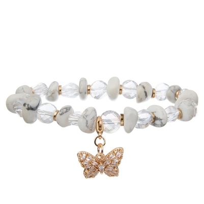 Glas-Crystal Beads Butterfly Charm Stackable-Armband-handgemachtes transparentes