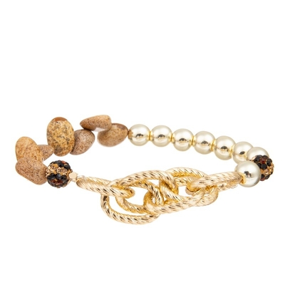 Bild-Stein-Gold bördelt handgemachtes perlenbesetztes Armband-Gummiband für Frühjahrskollektion