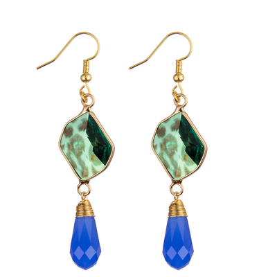 Gold überzog unregelmäßige Form Auswirkungs-Crystal Pendant Gemstone Stud Earringss für Frauen