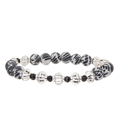 Kundenspezifischer handgemachter Zebra-Streifen-Charme-Steinarmband für Damen-Schmuck-Zusätze