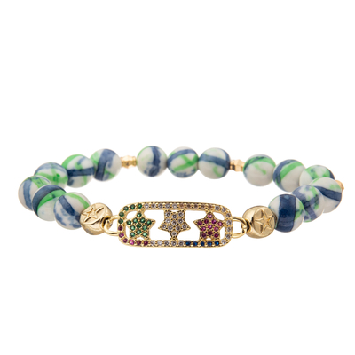 Kundengebundene bunter Charme-handgemachte Perlen-Armbänder mit Gold überzogen Diamanten