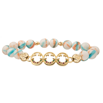 Kundengebundene bunter Charme-handgemachte Perlen-Armbänder mit Gold überzogen Diamanten
