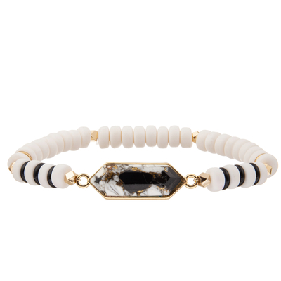 4 Farbkundenspezifische handgemachte Perlen-Armbänder mit regelmäßigem Hexagon-Anhänger