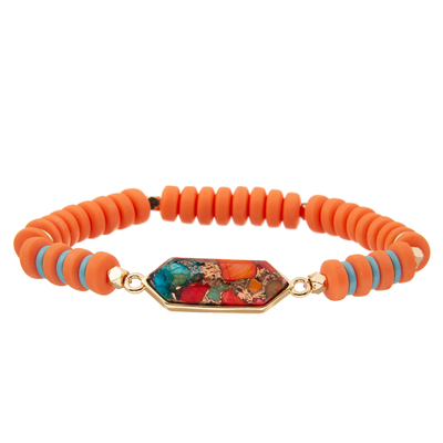 4 Farbkundenspezifische handgemachte Perlen-Armbänder mit regelmäßigem Hexagon-Anhänger