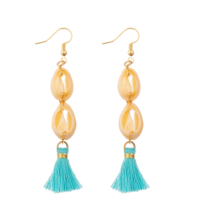 Reis-Perlen baumeln Quasten-Ohrringe ringsum Perlen-Shell Enamel Hoop Earrings For-Frauen