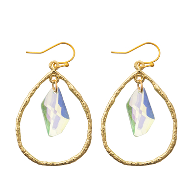 Das überzogene Schmuck-Gold baumeln Email-Band-Ohrringe ovales Zircon-Haken-Ohrgehänge