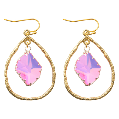 Das überzogene Schmuck-Gold baumeln Email-Band-Ohrringe ovales Zircon-Haken-Ohrgehänge