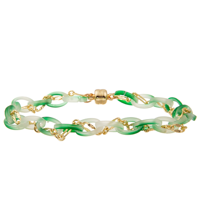 Gold überzog handgemachte Perlen-Kettenglied-Armbänder mit rundem facettiertem Kristall