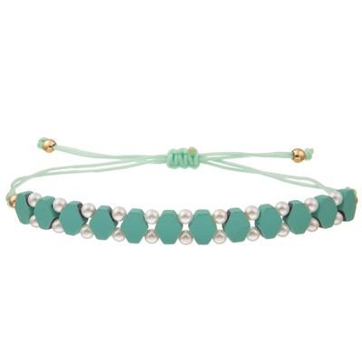 Crystal Glass Beads Metal Handmade-Kettenglied-Armbänder mit sechseckigem Türkis