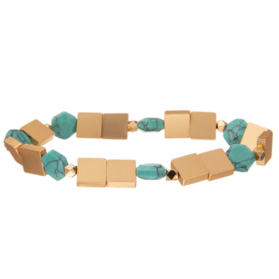 Crystal Glass Beads Metal Handmade-Kettenglied-Armbänder mit sechseckigem Türkis