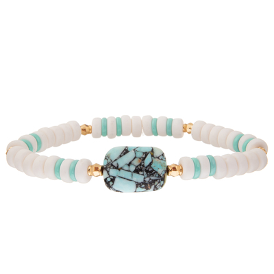 Crystal Glass Beads Metal Handmade-Kettenglied-Armbänder mit sechseckigem Türkis