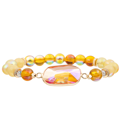 Gold überzog sechseckiger Türkis-handgemachte Glasperle-Armbänder mit Goldfolie