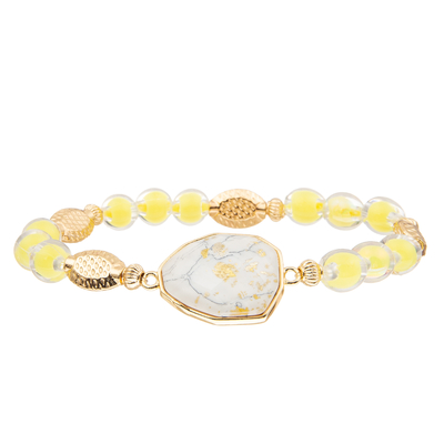 5 Farbhandgemachte Glasperle-Armbänder, die mit Gold eingestellt wurden, überzogen unregelmäßigen Türkis