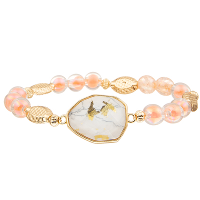 5 Farbhandgemachte Glasperle-Armbänder, die mit Gold eingestellt wurden, überzogen unregelmäßigen Türkis