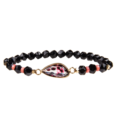 Der handgemachte facettierte Gallenstein bördelt Armbänder mit Gold überzogenem unregelmäßigem Kristall