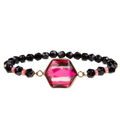 Der handgemachte facettierte Gallenstein bördelt Armbänder mit Gold überzogenem unregelmäßigem Kristall