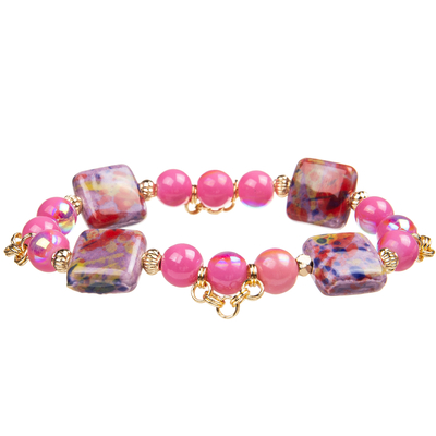 4 quadratischer keramischer Block Farbhandgemachte Crystal Beads Bracelets Withs 4