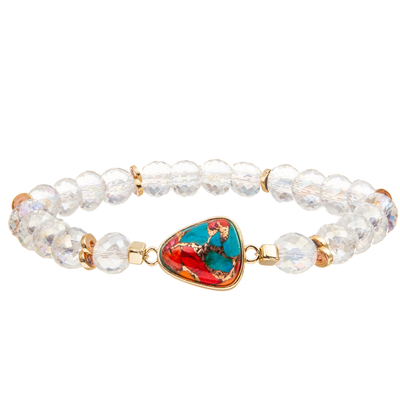 Handgemachter Crystal Faceted Beads Charm Bracelets mit Tropfen-geformtem Türkis